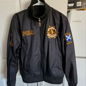 Polo by Ralph Lauren Black Bomber Jacket with Stand-Up Collar(Reversable) New.